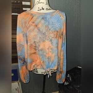 Womans Orange And Blue Tie Dyed Cropped Long Sleeve Size Xl